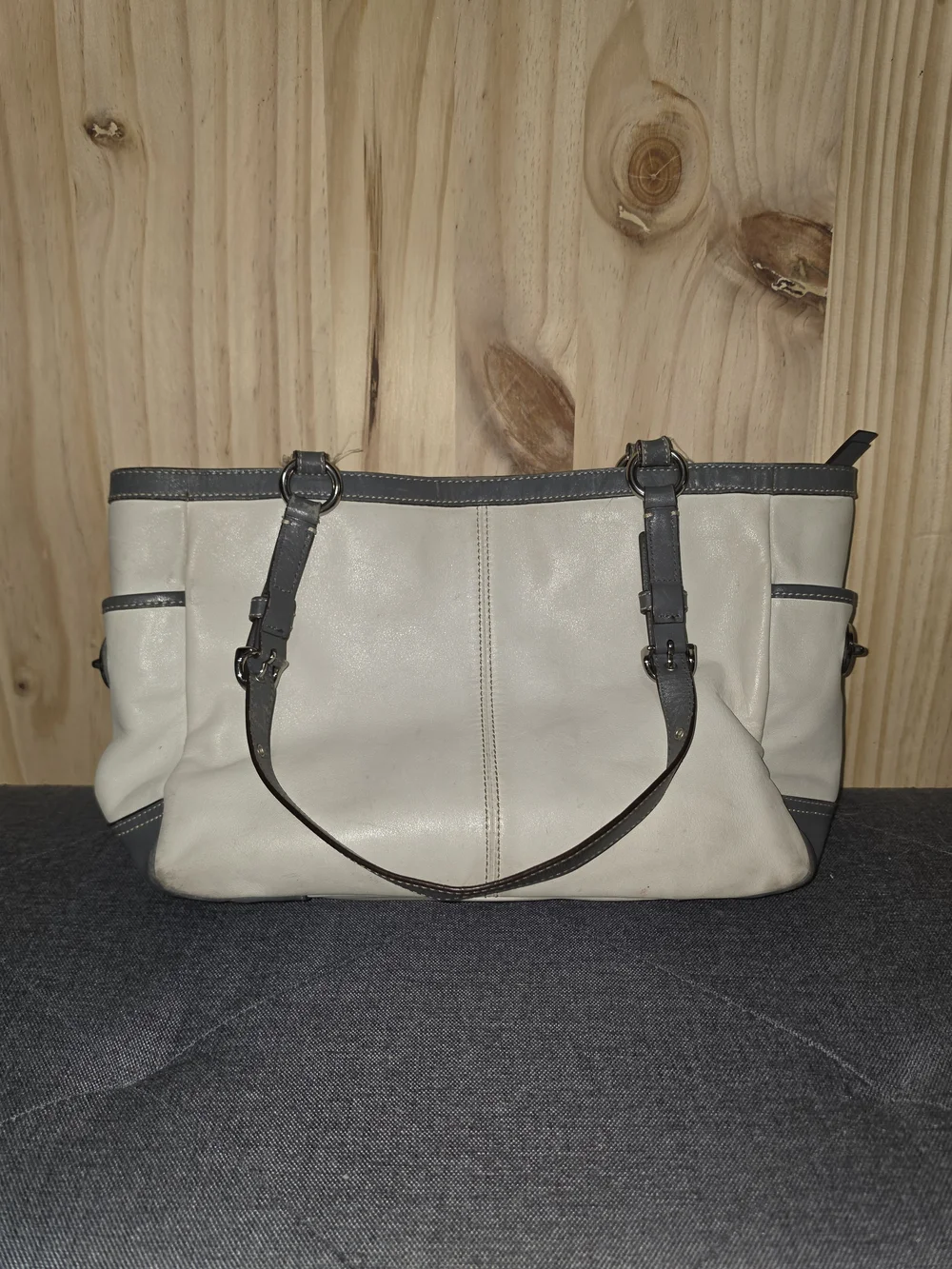 Coach Two-Tone Cream and Dark Brown Shoulder Bag